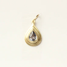 Load image into Gallery viewer, talayee fine jewelry's persepolis pendant featuring a light blue pear cut sapphire set in 18k gold shown on a white background