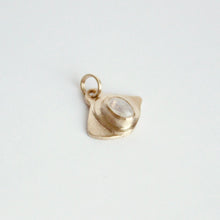 Load image into Gallery viewer, Talayee Fine Jewelry's Persepolis evil eye  pendant with a moonstone cabochon handmade in 14k gold in san francisco