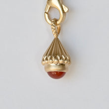 Load image into Gallery viewer, Talayee Fine Jewelry's Atousa Bell Pendants featuring a carnelian cabochon set in 18k with the signature texture design shown on a white background