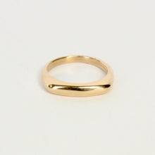 Load image into Gallery viewer, 14k solid gold dome bar ring perfect for his or hers wedding band or a daily ring stack