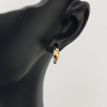 Load image into Gallery viewer, 14k gold and spessartite garnet huggie hoop earring handmade by talayee fine jewelry in san francisco
