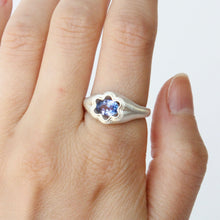 Load image into Gallery viewer, sterling silver Bloom ring by Talayee Fine Jewelry set with a Tanzanite on hand