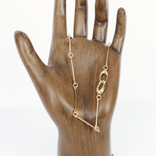 Load image into Gallery viewer, 14k gold bar link chain with charm clasp closure