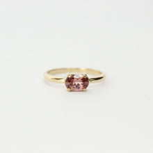 Load image into Gallery viewer, 14k gold and rose pink zircon solitaire ring handmade in san francisco by talayee fine jewelry