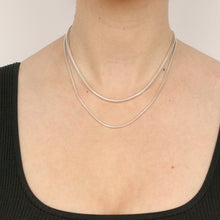 Load image into Gallery viewer, 3mm and 2mm silver snake chains on model