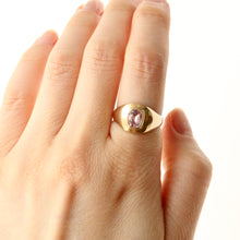 Load image into Gallery viewer, Talayee Fine Jewelry's Signature Persepolis Gemstone Signet ring with a pale pink sapphire set in 14k yellow gold that can be the ultimate cool girl engagement ring. Bold gold jewelry for her and for him.