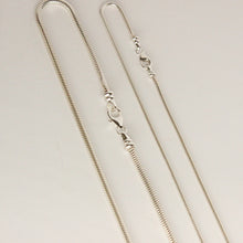 Load image into Gallery viewer, 3mm and 2mm silver snake chains on a white background
