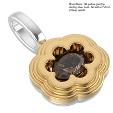 Load image into Gallery viewer, Gold and silver floral pendant with smoky quartz on a white background