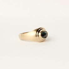 Load image into Gallery viewer, talayee fine jewelry's persepolis ring featuring a rose cut montana sapphire set in 14k gold shown on a white background side view