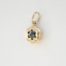 Load image into Gallery viewer, A gold floral pendant with a gray spinel on a white background