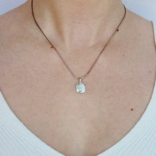Load image into Gallery viewer, Sterling Silver Persepolis Charm Pendant on a 17" snake chain on figure