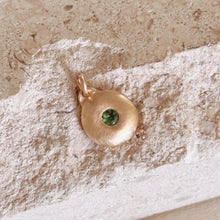 Load image into Gallery viewer, Talayee Fine Jewelry's domed charm pendant with a tsavorite garnet flush set in 14k yellow
