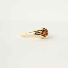 Load image into Gallery viewer, Gold floral ring with a citrine on a white background