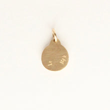 Load image into Gallery viewer, Talayee Fine Jewelry's domed charm pendant with a pink garnet flush set in 14k yellow gold