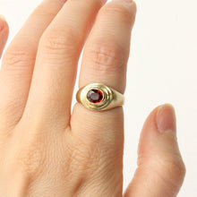 Load image into Gallery viewer, talayee fine jewelry's persepolis ring featuring a red spinel set in 18k gold shown modeled on hand