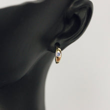 Load image into Gallery viewer, 14k gold and tanzanite huggie hoop earring