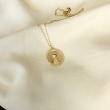 Load image into Gallery viewer, 14k yellow gold medallion pendant on white background. Foundrae medallion pendant on sale