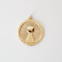 Load image into Gallery viewer, 14k yellow gold medallion pendant with sun imagery