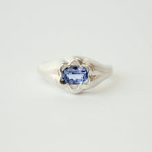Load image into Gallery viewer, sterling silver Bloom ring by Talayee Fine Jewelry set with a Tanzanite on a grey background