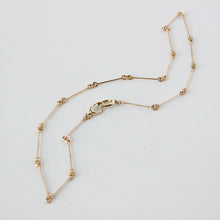 Load image into Gallery viewer, 14k solid gold bar link chain with push clasp closure for charms and pendants.