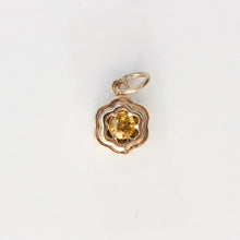 Load image into Gallery viewer, Talayee Fine Jewelry's flower style Petite Bloom Charm in 14k gold set with a yellow sapphire shown on a white background