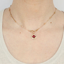 Load image into Gallery viewer, talayee fine jewelry&#39;s signature persepolis pendant with one of a kind pink tourmaline.
