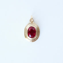 Load image into Gallery viewer, 14k matte gold and red ruby handmade pendant
