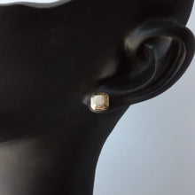 Load image into Gallery viewer, Talayee Fine Jewelry's Persepolis Stud Earrings in 14k shown on figure against a light gray background
