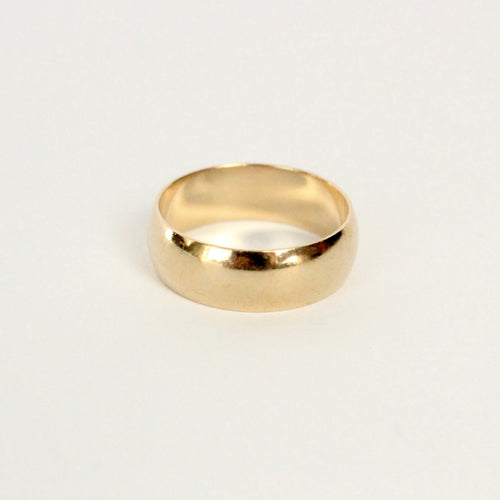 14k yellow gold wide plain band for him or her. Handmade wedding band by talayee fine jewelry