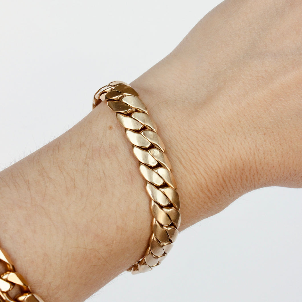 10k gold hollow chunky curb bracelet
