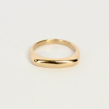Load image into Gallery viewer, 14k solid gold dome bar ring perfect for his or hers wedding band or a daily ring stack
