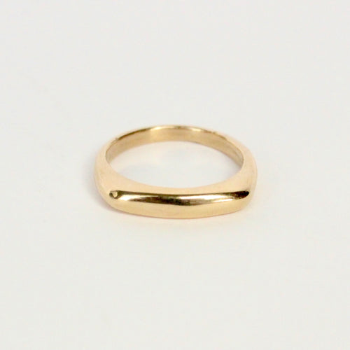 14k solid gold dome bar ring perfect for his or hers wedding band or a daily ring stack