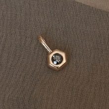 Load image into Gallery viewer, Gray spinel and 14k gold charm handmade in san francisco by Talayee Fine Jewelry
