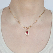 Load image into Gallery viewer, 14k matte gold and ruby persepolis pendant from talayee fine jewelry
