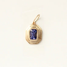 Load image into Gallery viewer, talayee fine jewelry&#39;s persepolis pendant with an emerald cut tanzanite set in 14k gold shown on a white background
