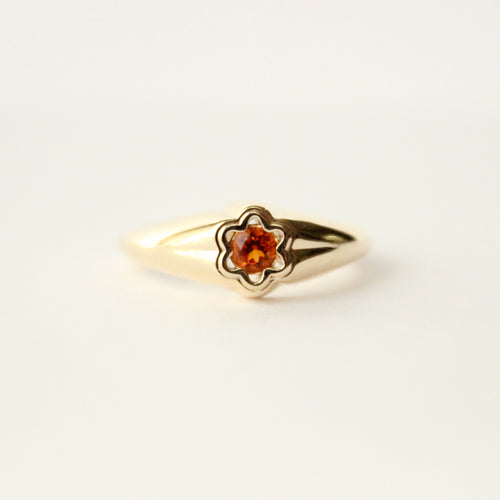 Talayee Fine Jewelry's Baby Bloom ring in 14k gold ring with a citrine on a white background