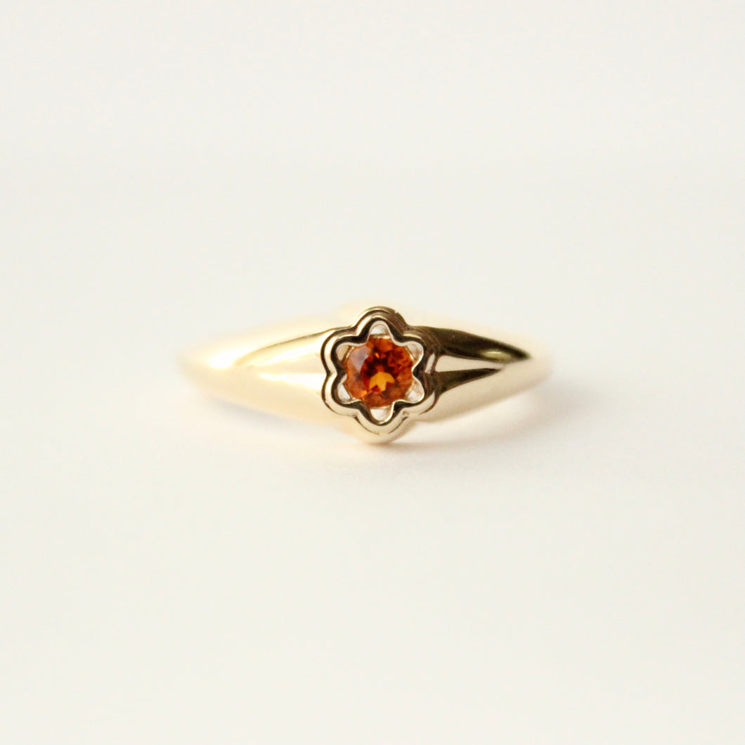 Talayee Fine Jewelry's Baby Bloom ring in 14k gold ring with a citrine on a white background