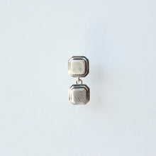 Load image into Gallery viewer, Geometric drop earrings. Talayee Fine Jewelry's Persepolis drop earrings in Sterling Silver shown on a light gray background.
