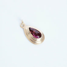 Load image into Gallery viewer, 14k yellow matte gold and pear shaped pink tourmaline handmade pendant
