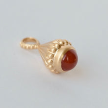 Load image into Gallery viewer, Talayee Fine Jewelry's Atousa Bell Pendants featuring a carnelian cabochon set in 18k with the signature texture design shown on a white background
