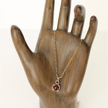Load image into Gallery viewer, 14k yellow gold ruby charm on 14k gold paperclip charm chain necklace
