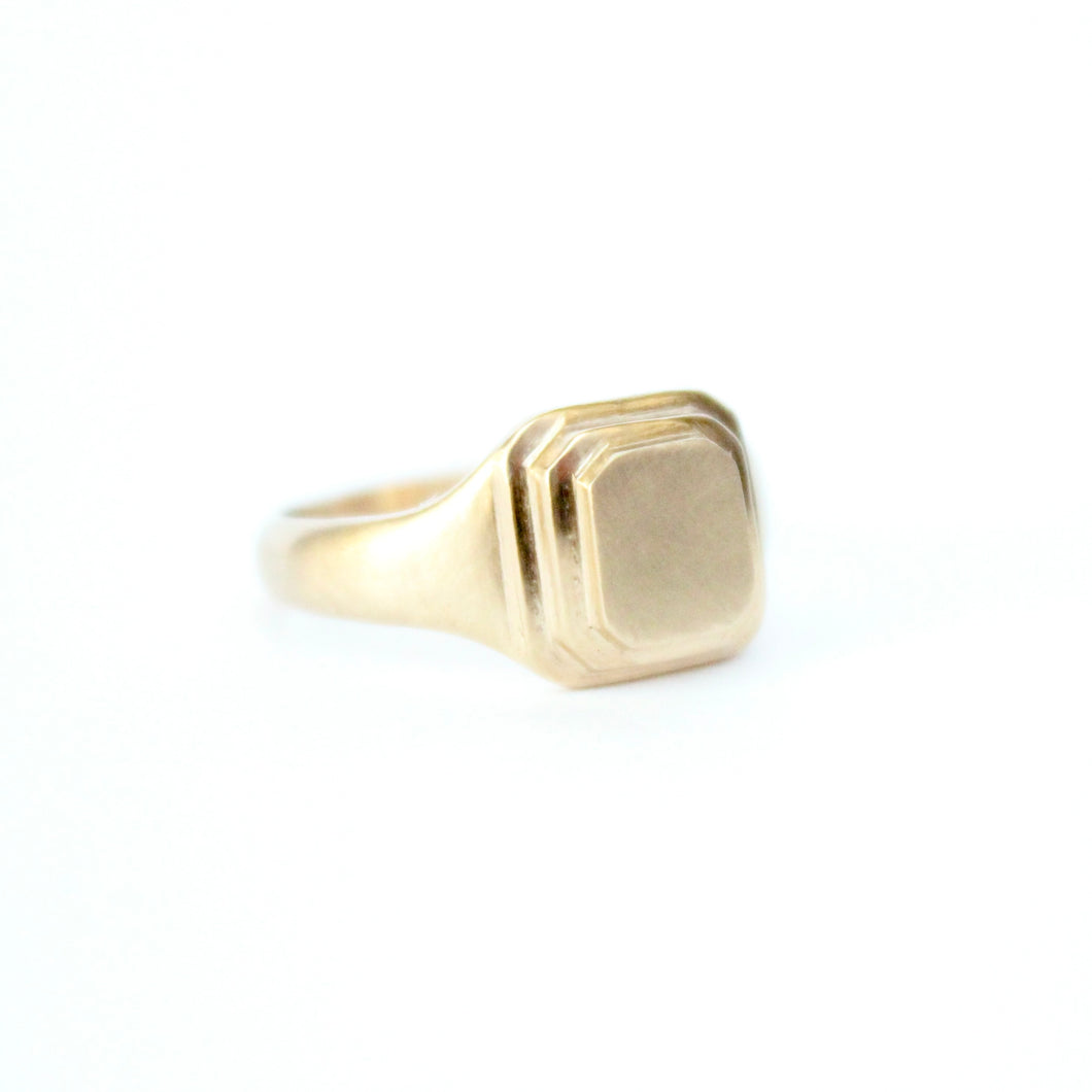 Talayee Fine Jewelry's Persepolis Signet ring in 14k yellow gold. Handmade in San Francisco.