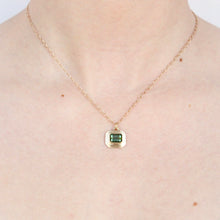 Load image into Gallery viewer, 14k gold and emerald cut green tourmaline persepolis pendant by talayee fine jewelry
