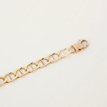 Load image into Gallery viewer, close up of 14k gold anchor link chain bracelet
