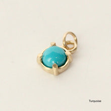 Load image into Gallery viewer, 14k yellow gold and arizona turquoise round charm pendant handmade in san francisco by talayee fine jewelry
