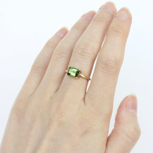 Load image into Gallery viewer, 14k yellow gold green alternative engagement ring
