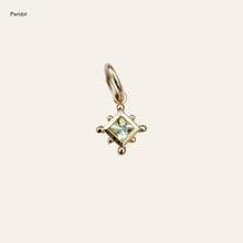 Load image into Gallery viewer, Gold pendant with a peridot on a light gray background
