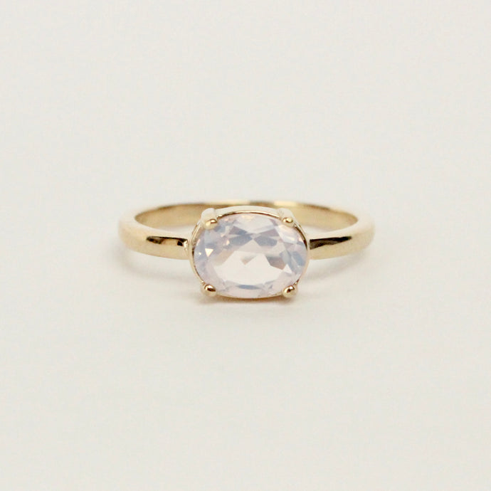 14k gold and lavender quartz solitaire ring handmade in san francisco by talayee fine jewelry