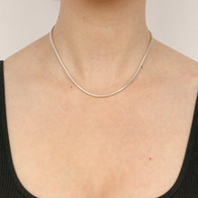 Load image into Gallery viewer, 3mm silver snake chain on model
