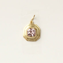 Load image into Gallery viewer, talayee fine jewelry&#39;s persepolis pendant set with an asscher cut pink spinel in 18k gold shown on a white background
